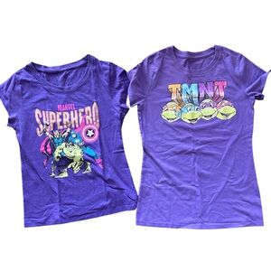 Purple Marvel and TMNT Graphic T-Shirts size XL youth